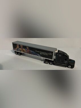 Die-Cast Semi Trailer Truck Toy with Graphic Trailer - Black & Silver